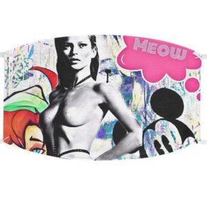 Face Mask with Kate Moss Topless Graffiti